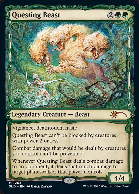 Questing Beast, carta Magic di tipo Legendary Creature — Beast illustrata da Omar Rayyan