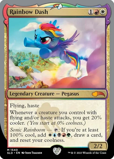 Rainbow Dash, carta Magic di tipo Legendary Creature — Pegasus illustrata da John Thacker