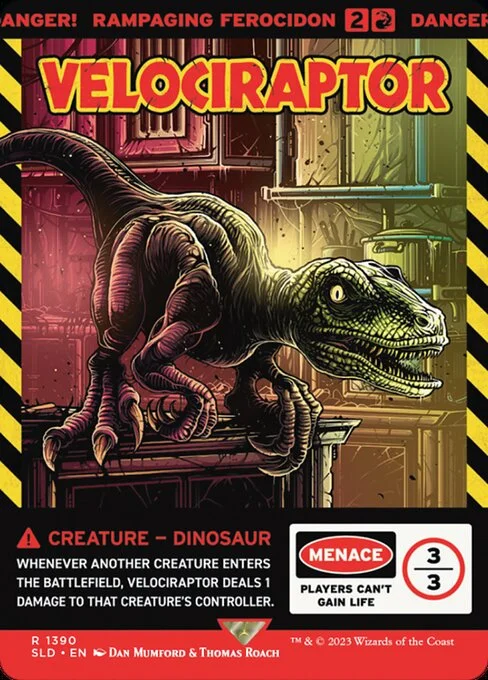 Rampaging Ferocidon, carta Magic di tipo Creature — Dinosaur illustrata da Dan Mumford & Thomas Roach