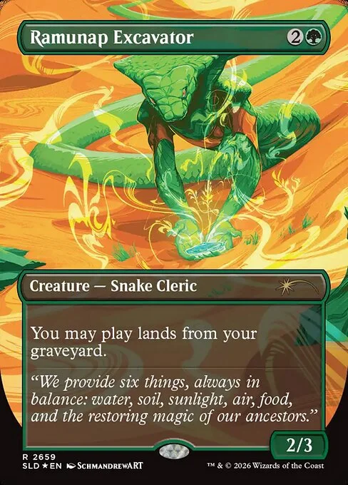 Ramunap Excavator, carta Magic di tipo Creature — Snake Cleric illustrata da SchmandrewART