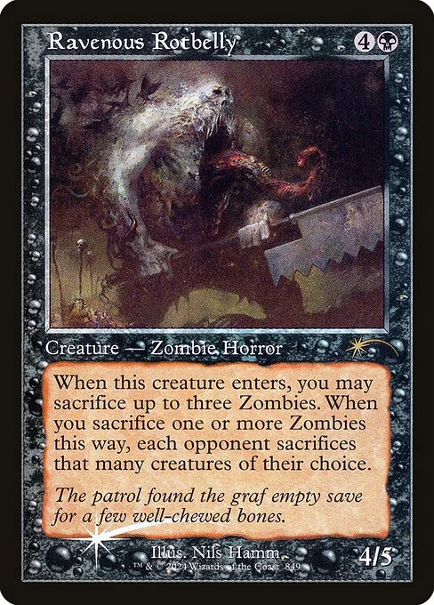 Ravenous Rotbelly, carta Magic di tipo Creature — Zombie Horror illustrata da Nils Hamm