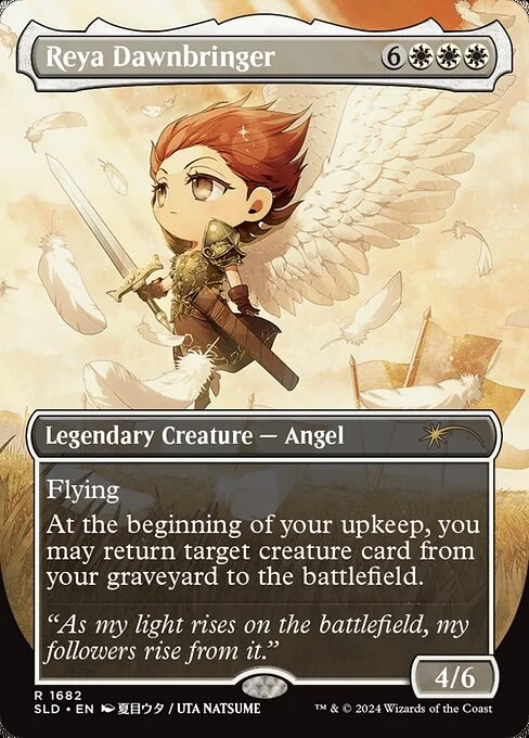 Reya Dawnbringer, carta Magic di tipo Legendary Creature — Angel illustrata da Uta Natsume