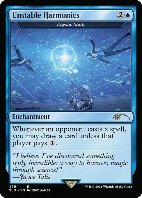 Rhystic Study, carta Magic di tipo Enchantment illustrata da Riot Games