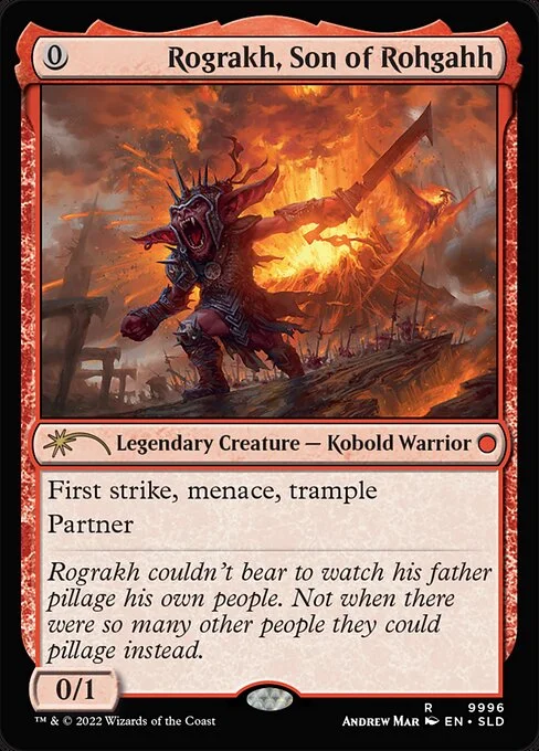 Rograkh, Son of Rohgahh, carta Magic di tipo Legendary Creature — Kobold Warrior illustrata da Andrew Mar