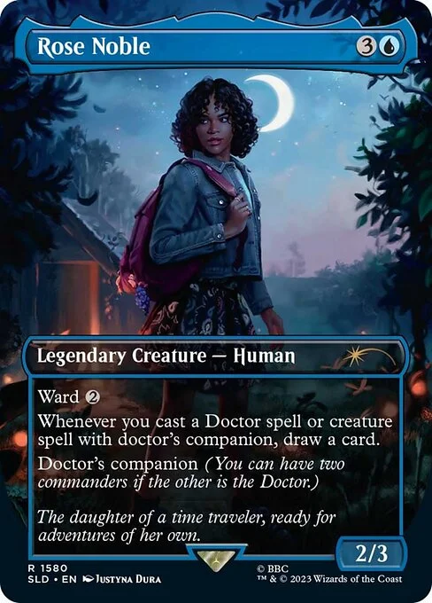 Rose Noble, carta Magic di tipo Legendary Creature — Human illustrata da Justyna Dura