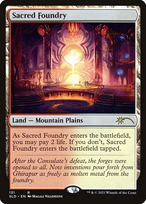 Sacred Foundry, carta Magic di tipo Land — Mountain Plains illustrata da Magali Villeneuve