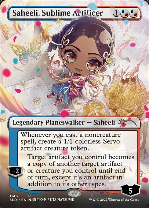 Saheeli, Sublime Artificer, carta Magic di tipo Legendary Planeswalker — Saheeli illustrata da Uta Natsume