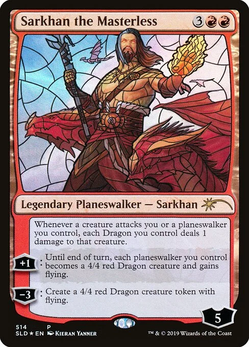 Sarkhan the Masterless, carta Magic di tipo Legendary Planeswalker — Sarkhan illustrata da Kieran Yanner