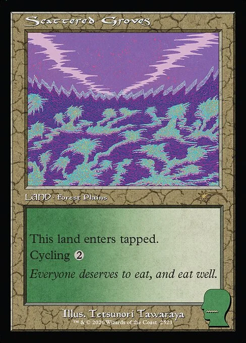 Scattered Groves, carta Magic di tipo Land — Forest Plains illustrata da Tetsunori Tawaraya