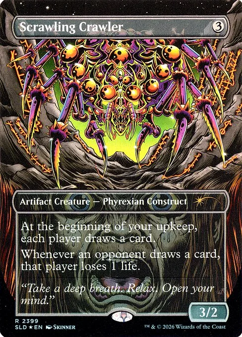 Scrawling Crawler, carta Magic di tipo Artifact Creature — Phyrexian Construct illustrata da Skinner