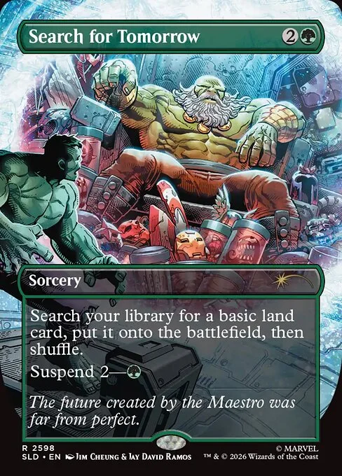 Search for Tomorrow, carta Magic di tipo Sorcery illustrata da Jim Cheung & Jay David Ramos