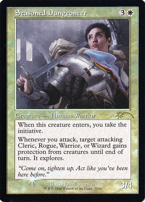 Seasoned Dungeoneer, carta Magic di tipo Creature — Human Warrior illustrata da John Stanko