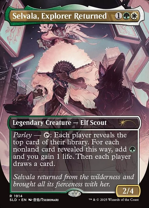 Selvala, Explorer Returned, carta Magic di tipo Legendary Creature — Elf Scout illustrata da Tsubonari