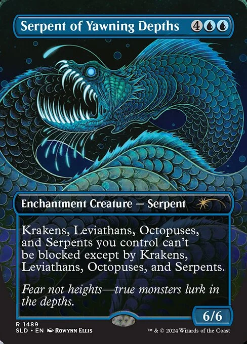 Serpent of Yawning Depths, carta Magic di tipo Enchantment Creature — Serpent illustrata da Rowynn Ellis