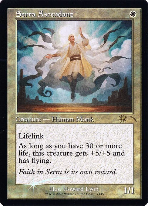 Serra Ascendant, carta Magic di tipo Creature — Human Monk illustrata da Howard Lyon