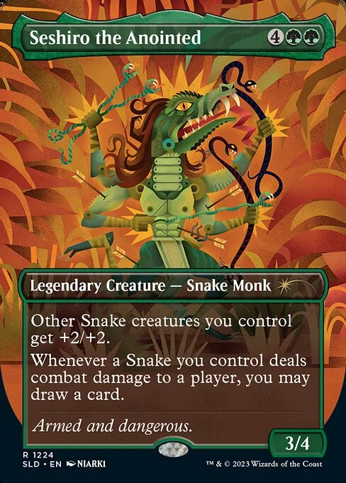 Seshiro the Anointed, carta Magic di tipo Legendary Creature — Snake Monk illustrata da NIARK1