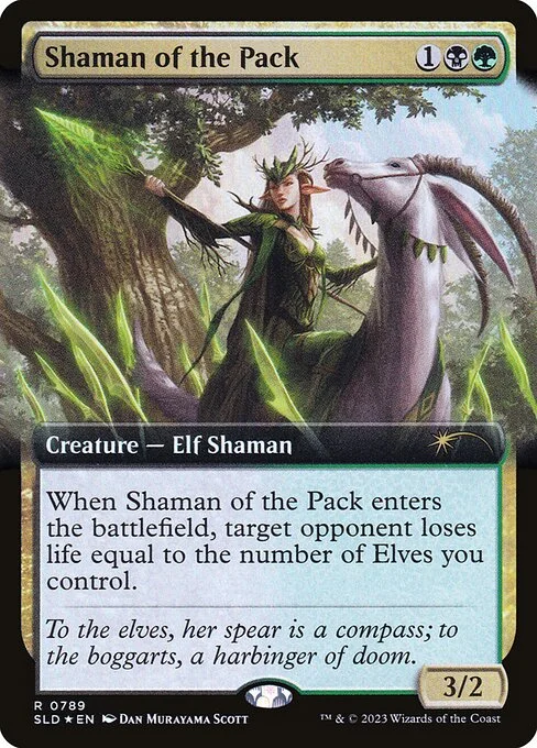 Shaman of the Pack, carta Magic di tipo Creature — Elf Shaman illustrata da Dan Murayama Scott