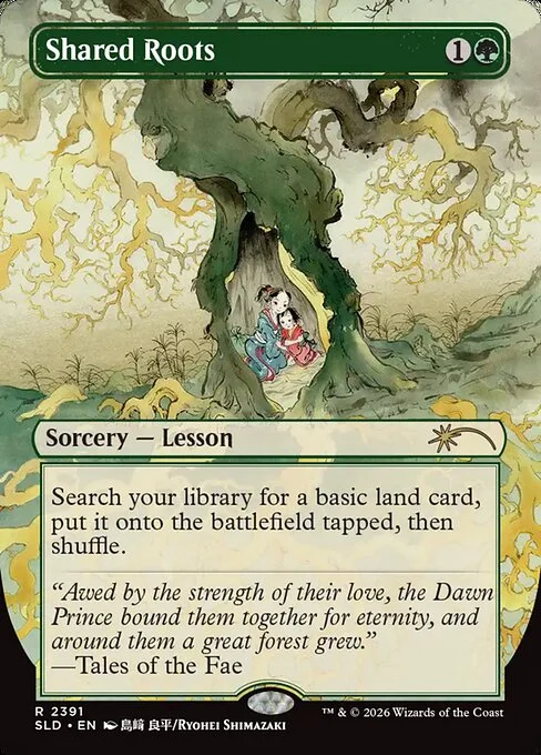 Shared Roots, carta Magic di tipo Sorcery — Lesson illustrata da Ryohei Shimazaki