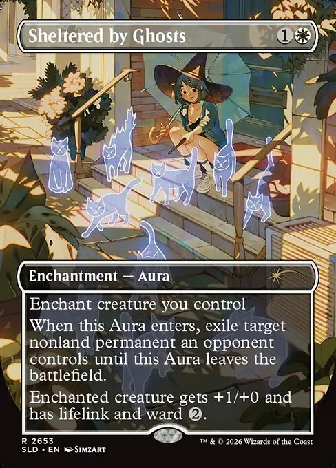 Sheltered by Ghosts, carta Magic di tipo Enchantment — Aura illustrata da SimzArt