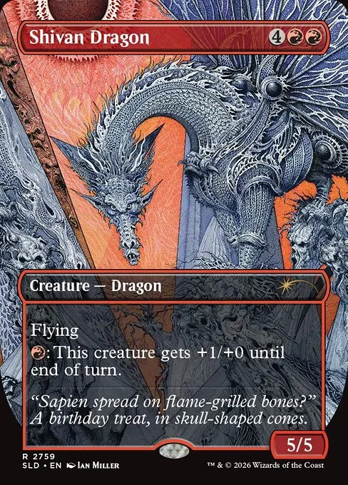 Shivan Dragon, carta Magic di tipo Creature — Dragon illustrata da Ian Miller