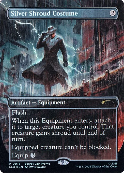 Silver Shroud Costume, carta Magic di tipo Artifact — Equipment illustrata da David Szabo