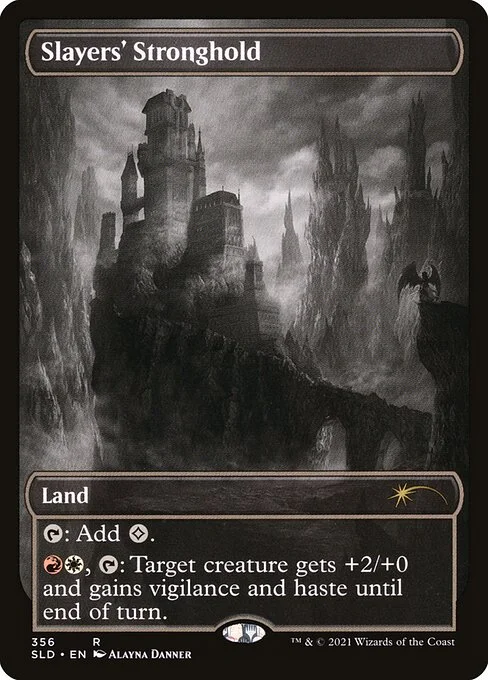 Slayers' Stronghold, carta Magic di tipo Land illustrata da Alayna Danner