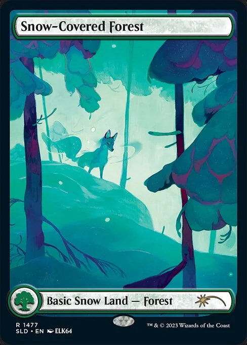 Snow-Covered Forest, carta Magic di tipo Basic Snow Land — Forest illustrata da ELK64