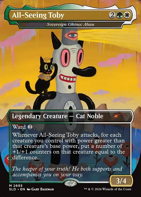 Sovereign Okinec Ahau, carta Magic di tipo Legendary Creature — Cat Noble illustrata da Gary Baseman