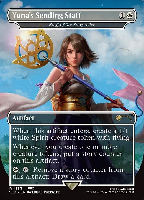 Staff of the Storyteller, carta Magic di tipo Artifact illustrata da Luisa J. Preissler