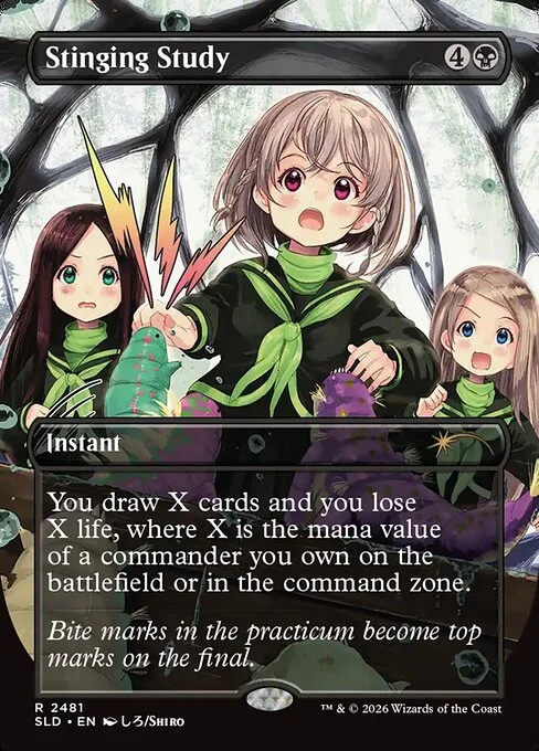Stinging Study, carta Magic di tipo Instant illustrata da Shiro