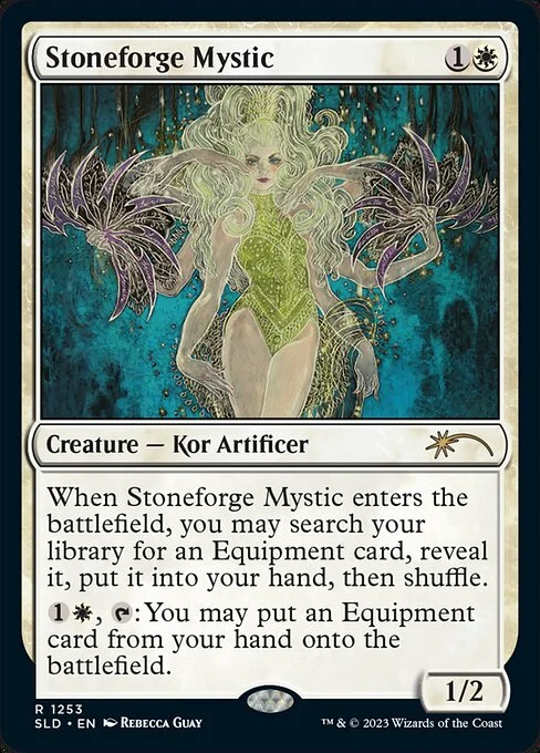 Stoneforge Mystic, carta Magic di tipo Creature — Kor Artificer illustrata da Rebecca Guay