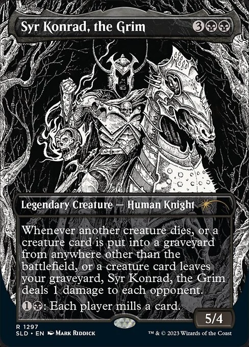 Syr Konrad, the Grim, carta Magic di tipo Legendary Creature — Human Knight illustrata da Mark Riddick