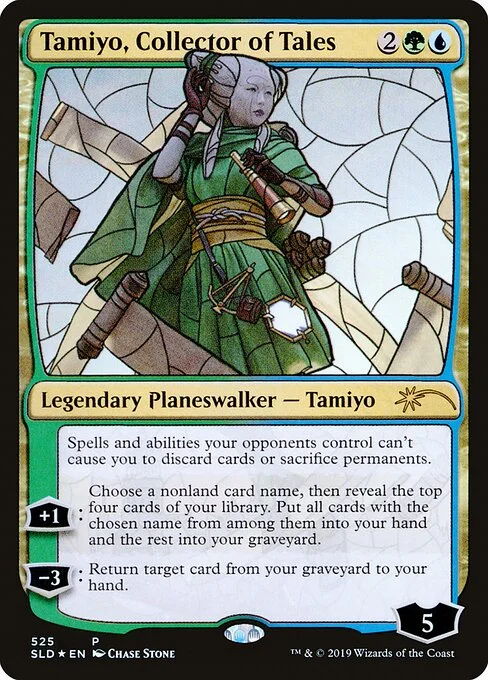 Tamiyo, Collector of Tales, carta Magic di tipo Legendary Planeswalker — Tamiyo illustrata da Chase Stone