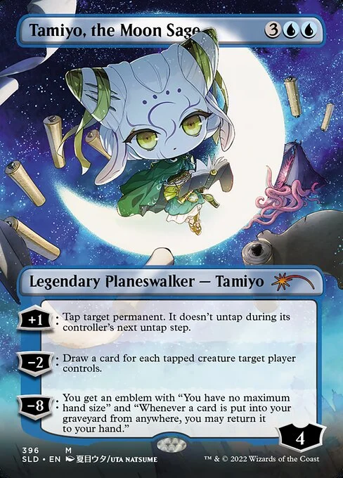 Tamiyo, the Moon Sage, carta Magic di tipo Legendary Planeswalker — Tamiyo illustrata da Uta Natsume