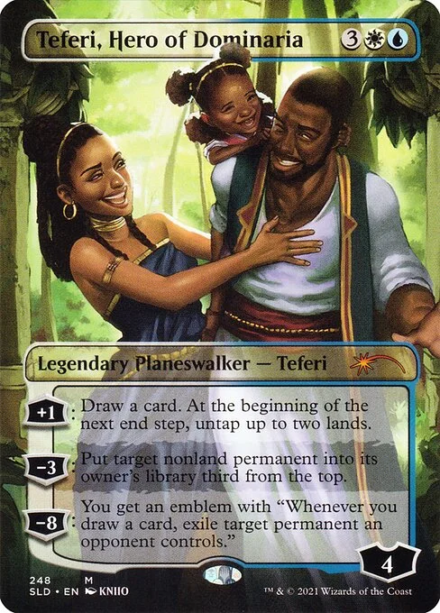 Teferi, Hero of Dominaria, carta Magic di tipo Legendary Planeswalker — Teferi illustrata da KNIIO
