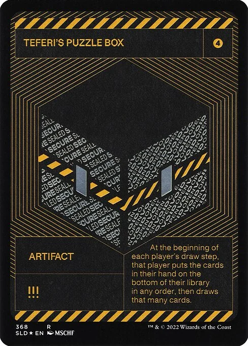 Teferi's Puzzle Box, carta Magic di tipo Artifact illustrata da MSCHF