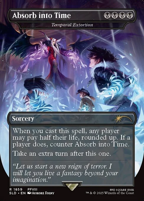 Temporal Extortion, carta Magic di tipo Sorcery illustrata da Aurore Folny
