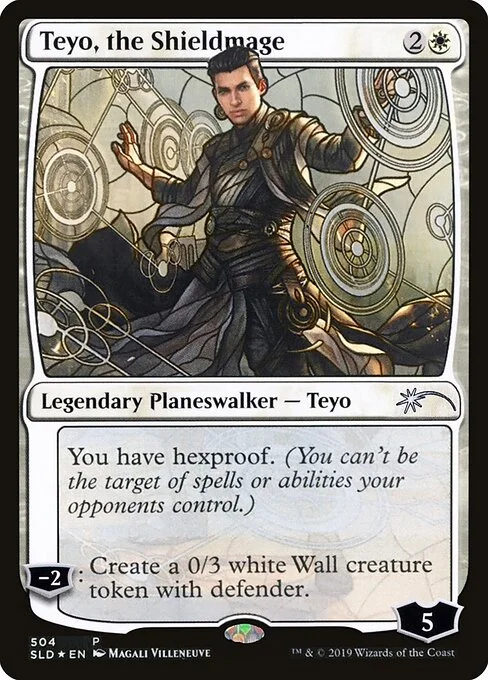 Teyo, the Shieldmage, carta Magic di tipo Legendary Planeswalker — Teyo illustrata da Magali Villeneuve