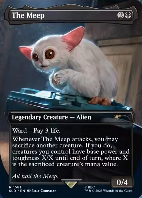 The Meep, carta Magic di tipo Legendary Creature — Alien illustrata da Billy Christian