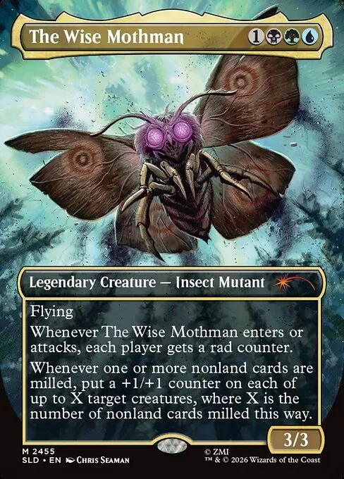 The Wise Mothman, carta Magic di tipo Legendary Creature — Insect Mutant illustrata da Chris Seaman