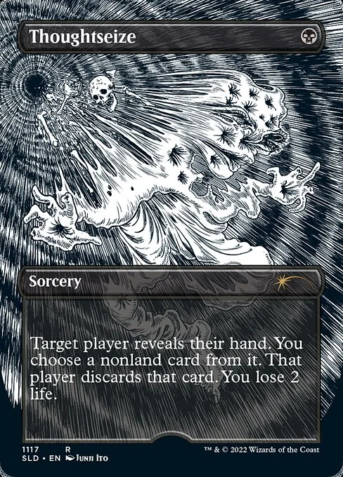 Thoughtseize, carta Magic di tipo Sorcery illustrata da Junji Ito