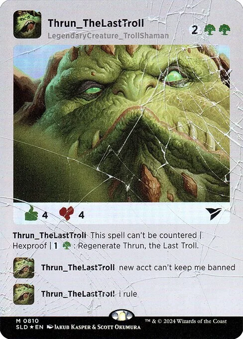 Thrun, the Last Troll, carta Magic di tipo Legendary Creature — Troll Shaman illustrata da Jakub Kasper & Scott Okumura