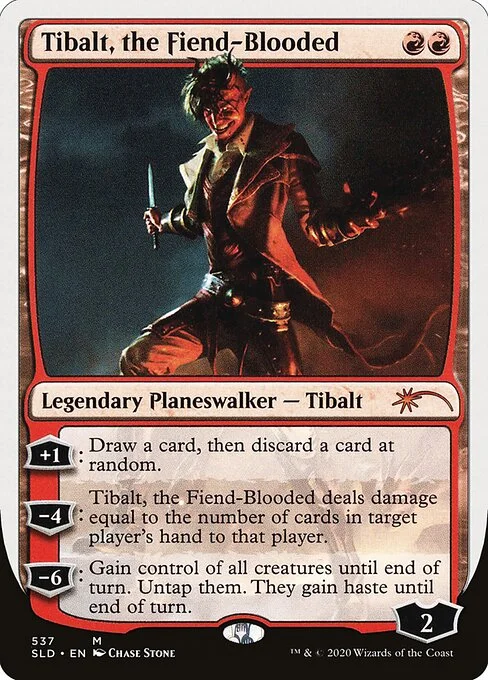 Tibalt, the Fiend-Blooded, carta Magic di tipo Legendary Planeswalker — Tibalt illustrata da Chase Stone