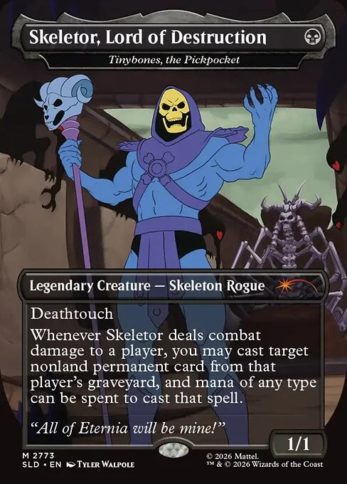 Tinybones, the Pickpocket, carta Magic di tipo Legendary Creature — Skeleton Rogue illustrata da Tyler Walpole