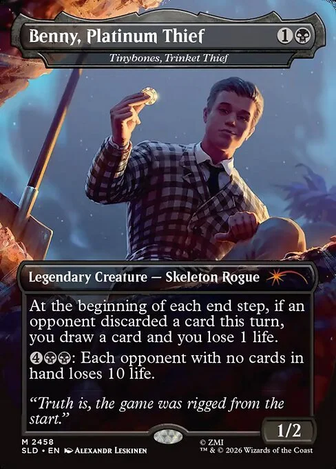 Tinybones, Trinket Thief, carta Magic di tipo Legendary Creature — Skeleton Rogue illustrata da Alexandr Leskinen