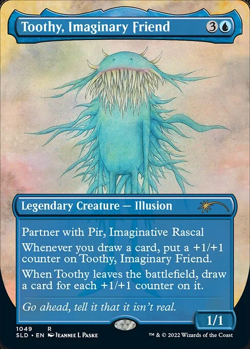 Toothy, Imaginary Friend, carta Magic di tipo Legendary Creature — Illusion illustrata da Jeannie L Paske