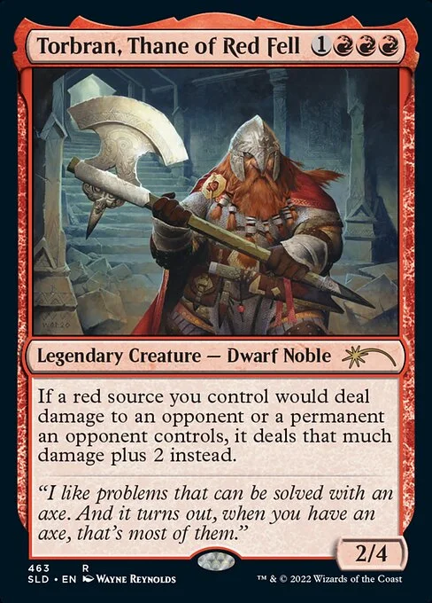 Torbran, Thane of Red Fell, carta Magic di tipo Legendary Creature — Dwarf Noble illustrata da Wayne Reynolds