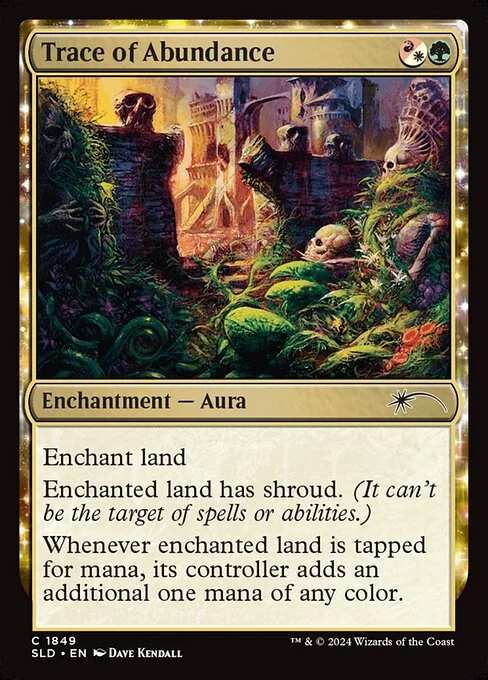 Trace of Abundance, carta Magic di tipo Enchantment — Aura illustrata da Dave Kendall