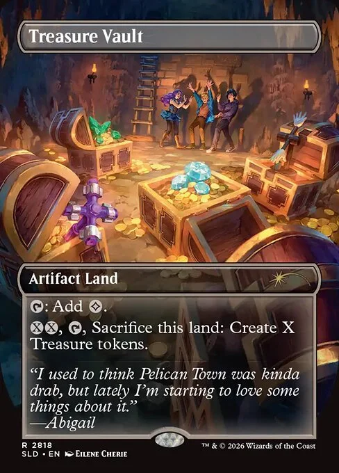 Treasure Vault, carta Magic di tipo Artifact Land illustrata da Eilene Cherie
