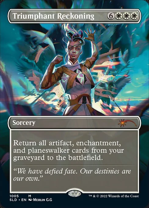 Triumphant Reckoning, carta Magic di tipo Sorcery illustrata da Merlin G.G